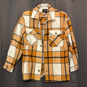 HFX Flannel Wool Blend Shacket Shirt Jacket Size S Plaid Colorful Women’s